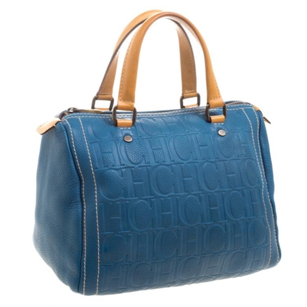 Carolina Herrera Andy bag medium size in turquoise Blue Leather. - Picture 2 of 9